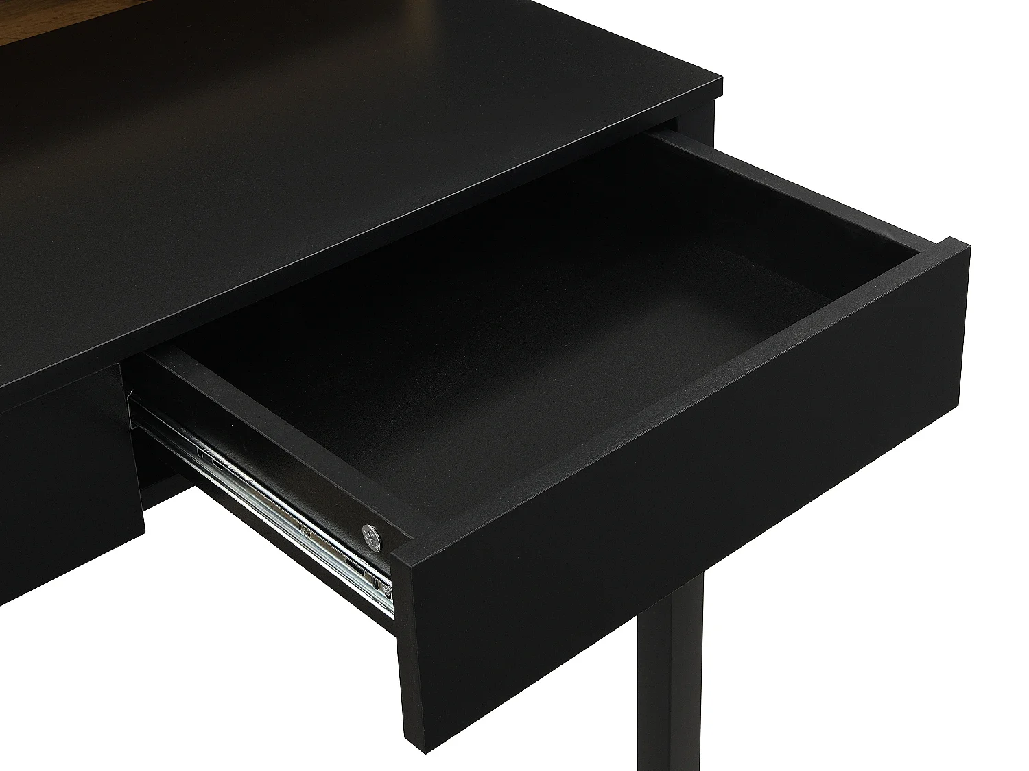 Bureau console extensible avec 2 tiroirs – Coloris : Naturel et noir - LOAVIA