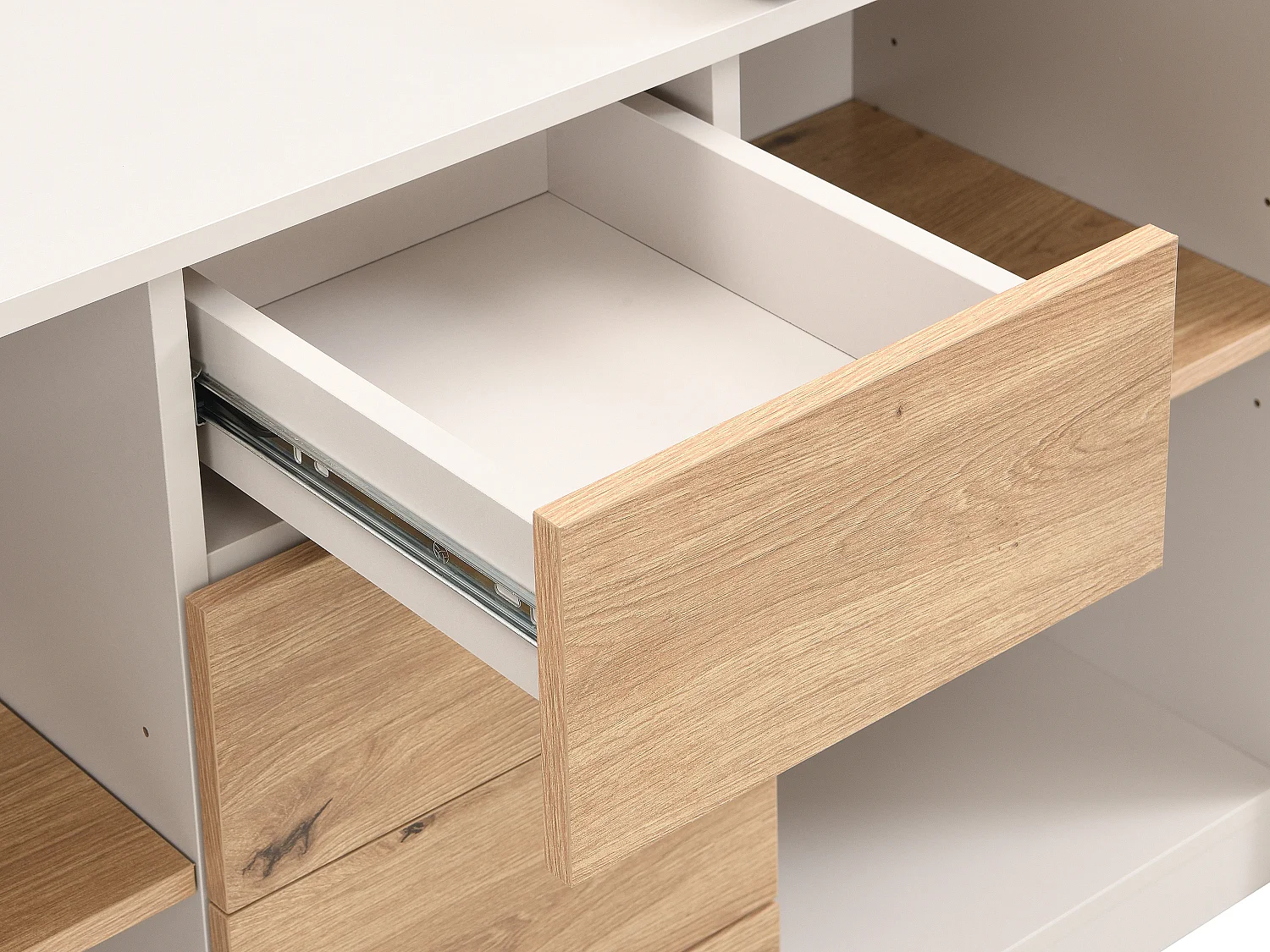 Bureau extensible avec plateau pivotant 360° - MDF – Beige et naturel – PAVELO