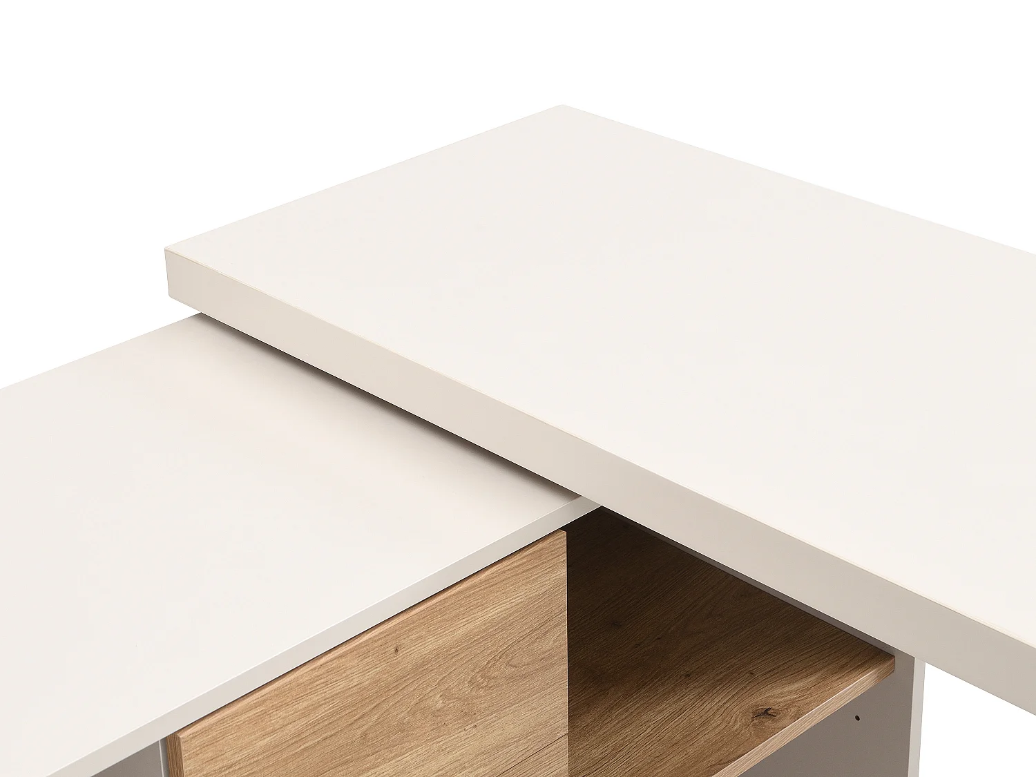 Bureau extensible avec plateau pivotant 360° - MDF – Beige et naturel – PAVELO