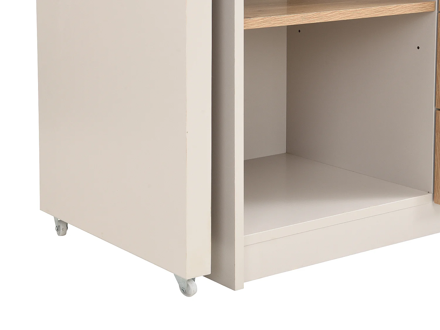 Bureau extensible avec plateau pivotant 360° - MDF – Beige et naturel – PAVELO