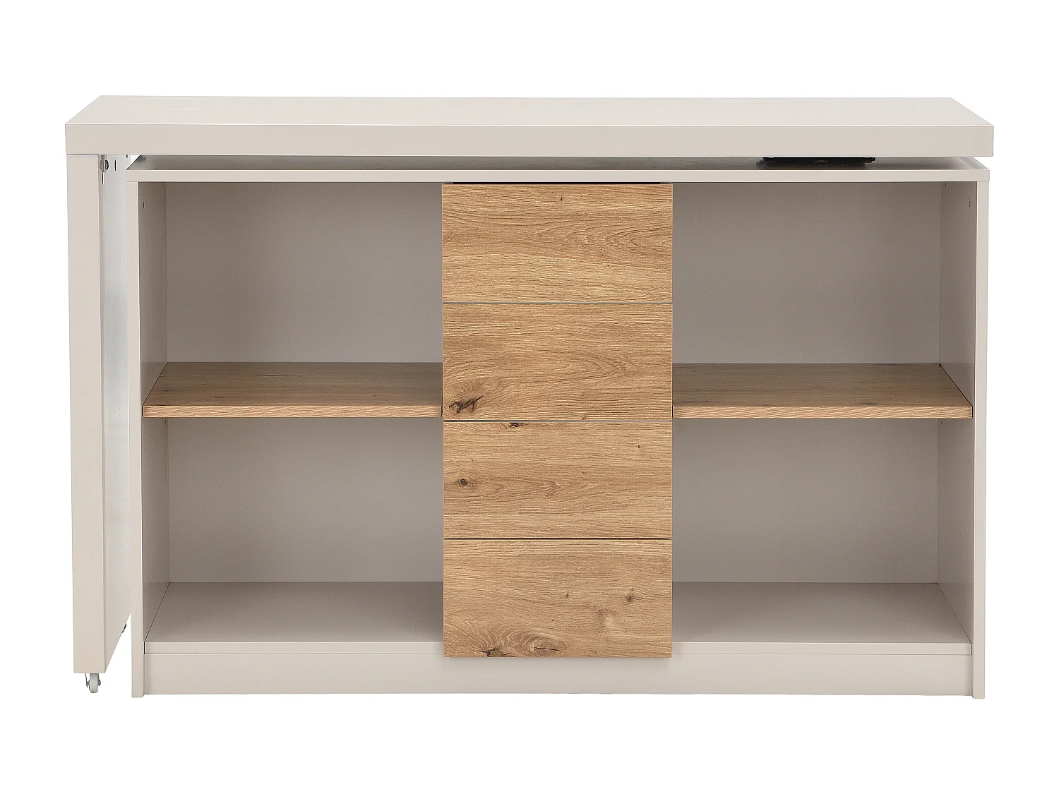 Bureau extensible avec plateau pivotant 360° - MDF – Beige et naturel – PAVELO
