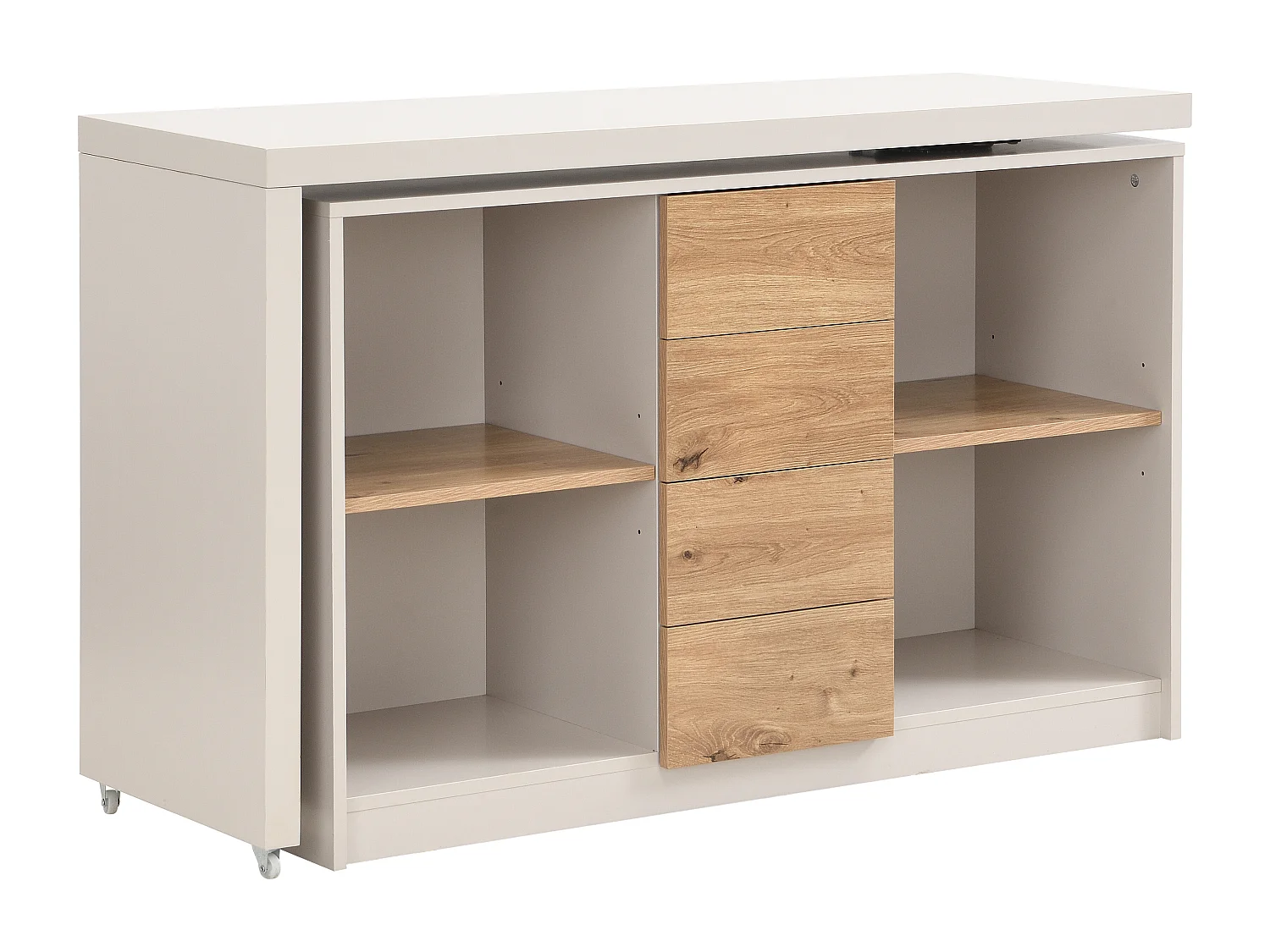 Bureau extensible avec plateau pivotant 360° - MDF – Beige et naturel – PAVELO