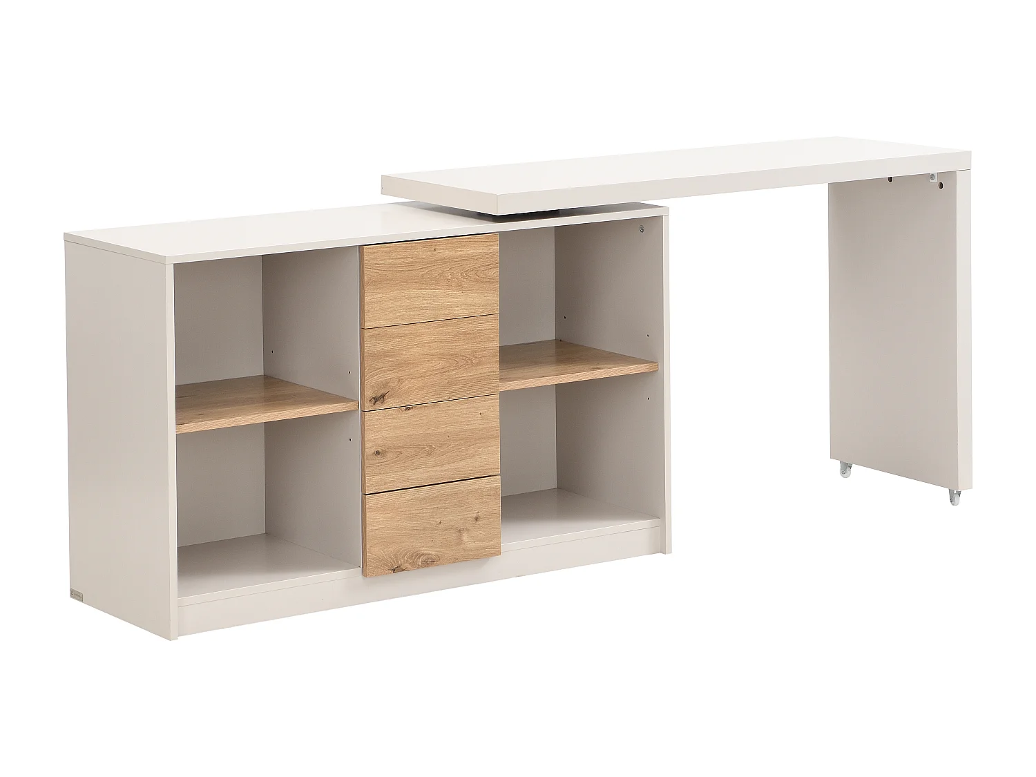 Bureau extensible avec plateau pivotant 360° - MDF – Beige et naturel – PAVELO