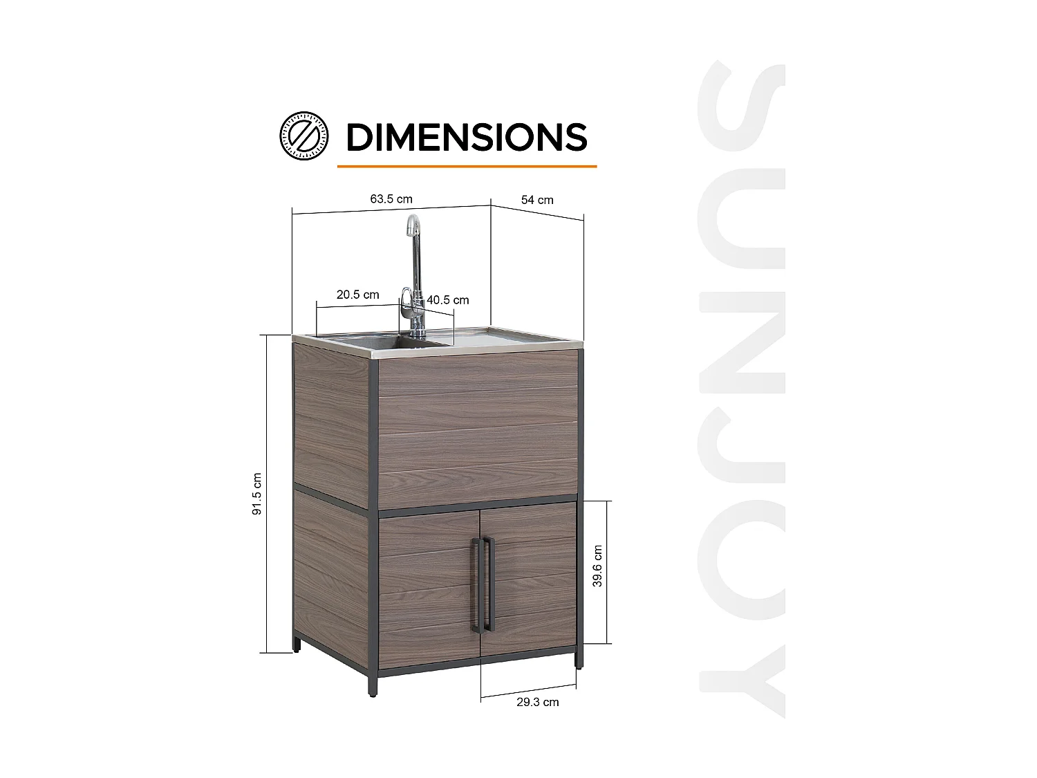 Évier de cuisine en acier inoxydable avec armoire MAMBO