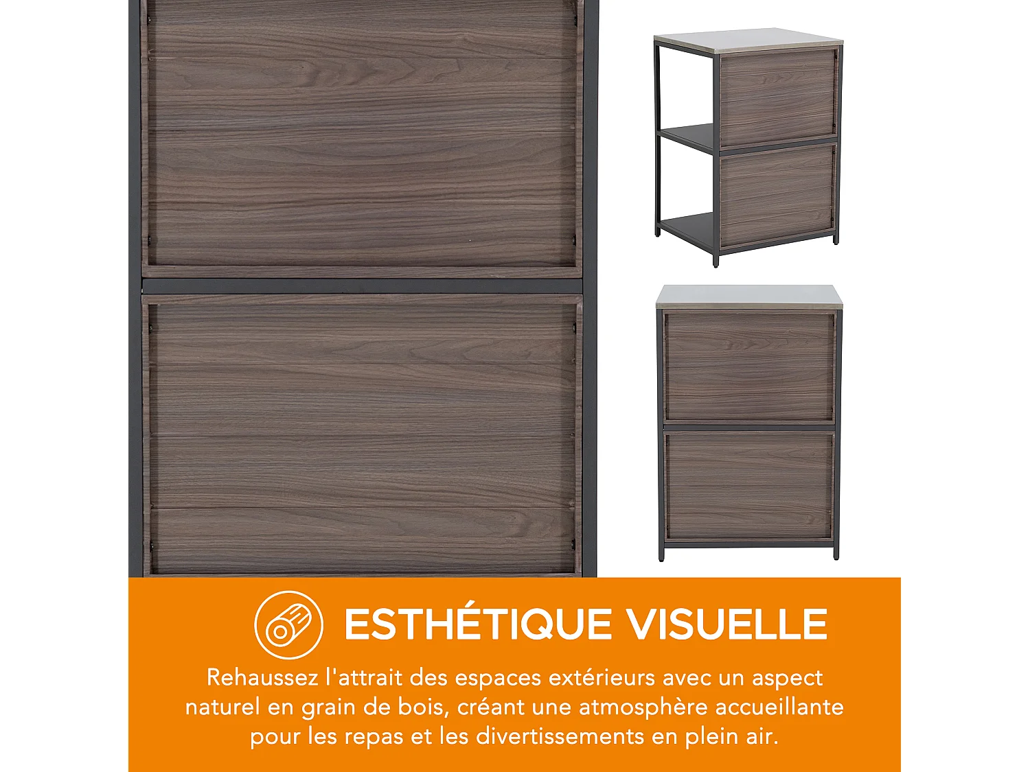 MAMBO Étagère de rangement ouverte à trois niveaux en acier inoxydable pour cuisine extérieure et intérieure