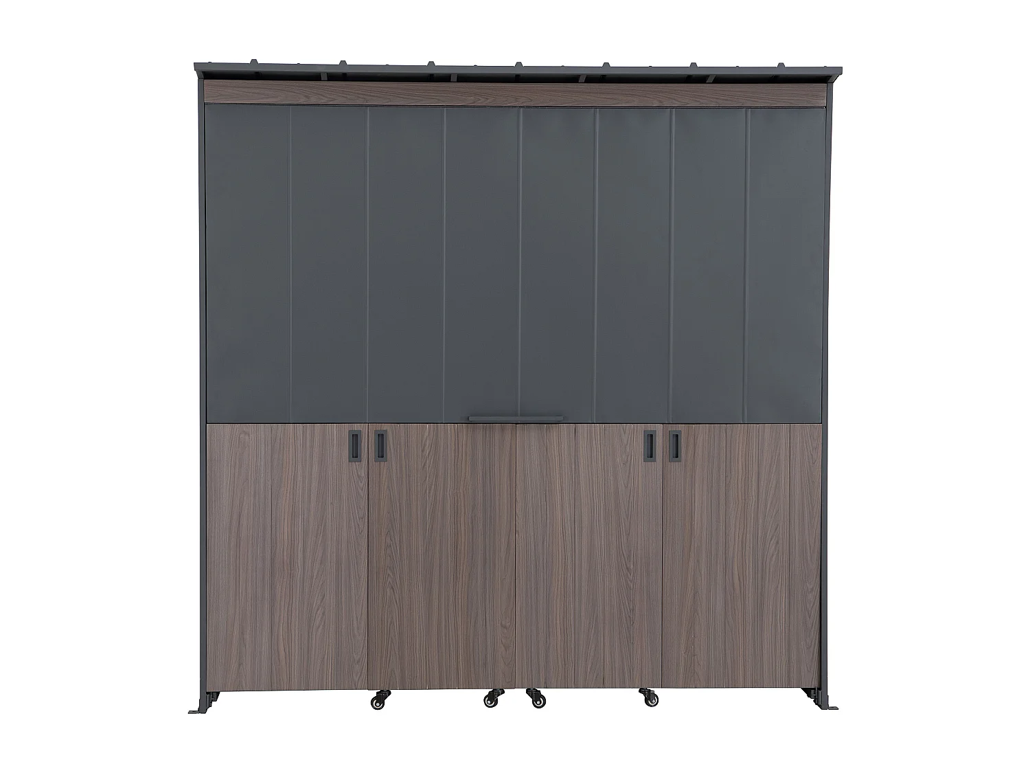 Cuisine extérieure MAMBO de 220 cm x 94 cm avec porte relevable et portes coulissantes pliantes.
