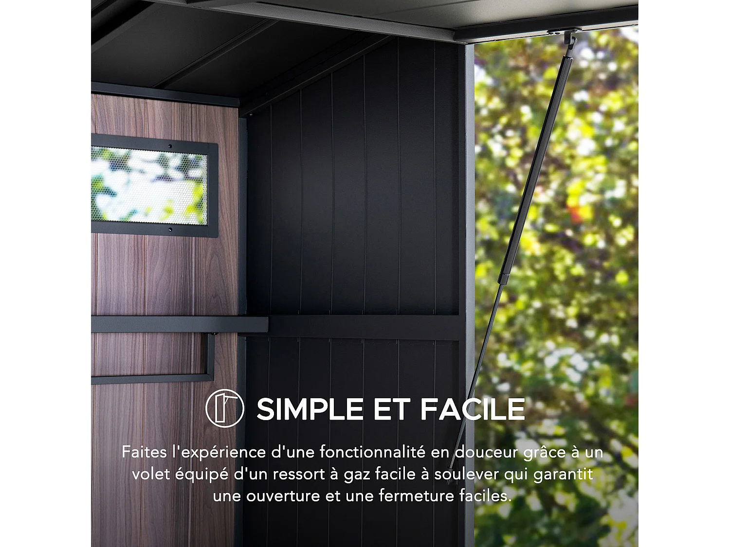 Cuisine extérieure MAMBO de 220 cm x 94 cm avec porte relevable et portes coulissantes pliantes.