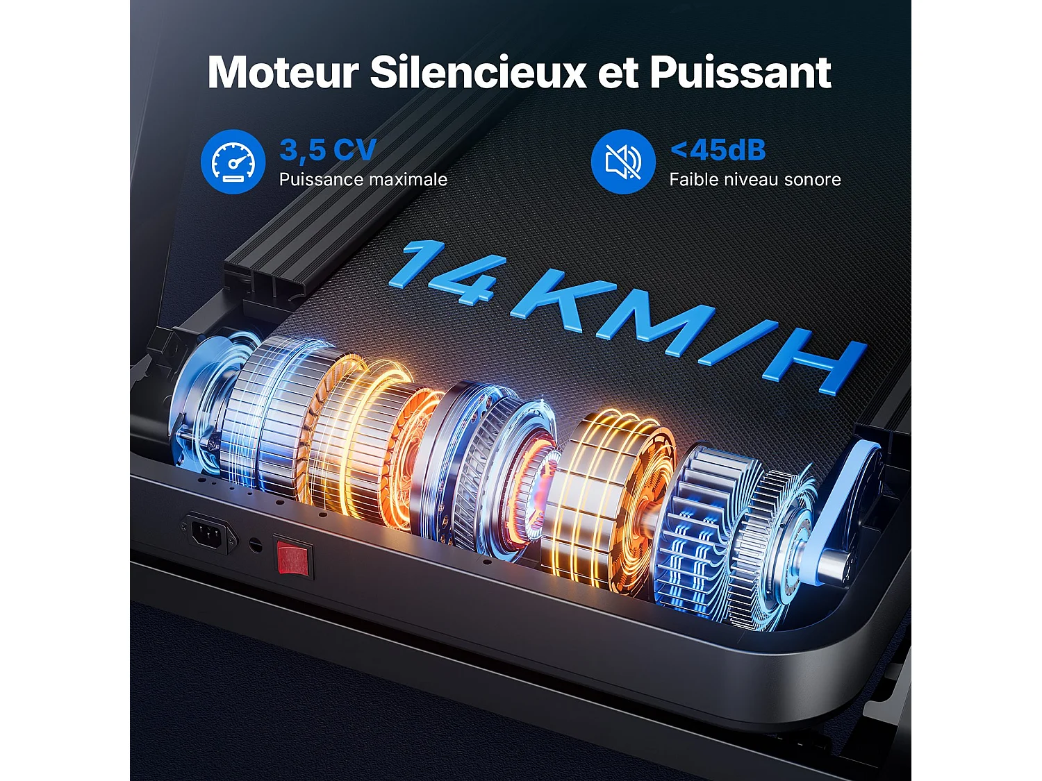 Tapis de Course MERACH, Bluetooth, LCD, Moteur Puissant, Inclinaison Automatique, Bande Silencieuse, 20 Programmes, Compatible Avec une Application