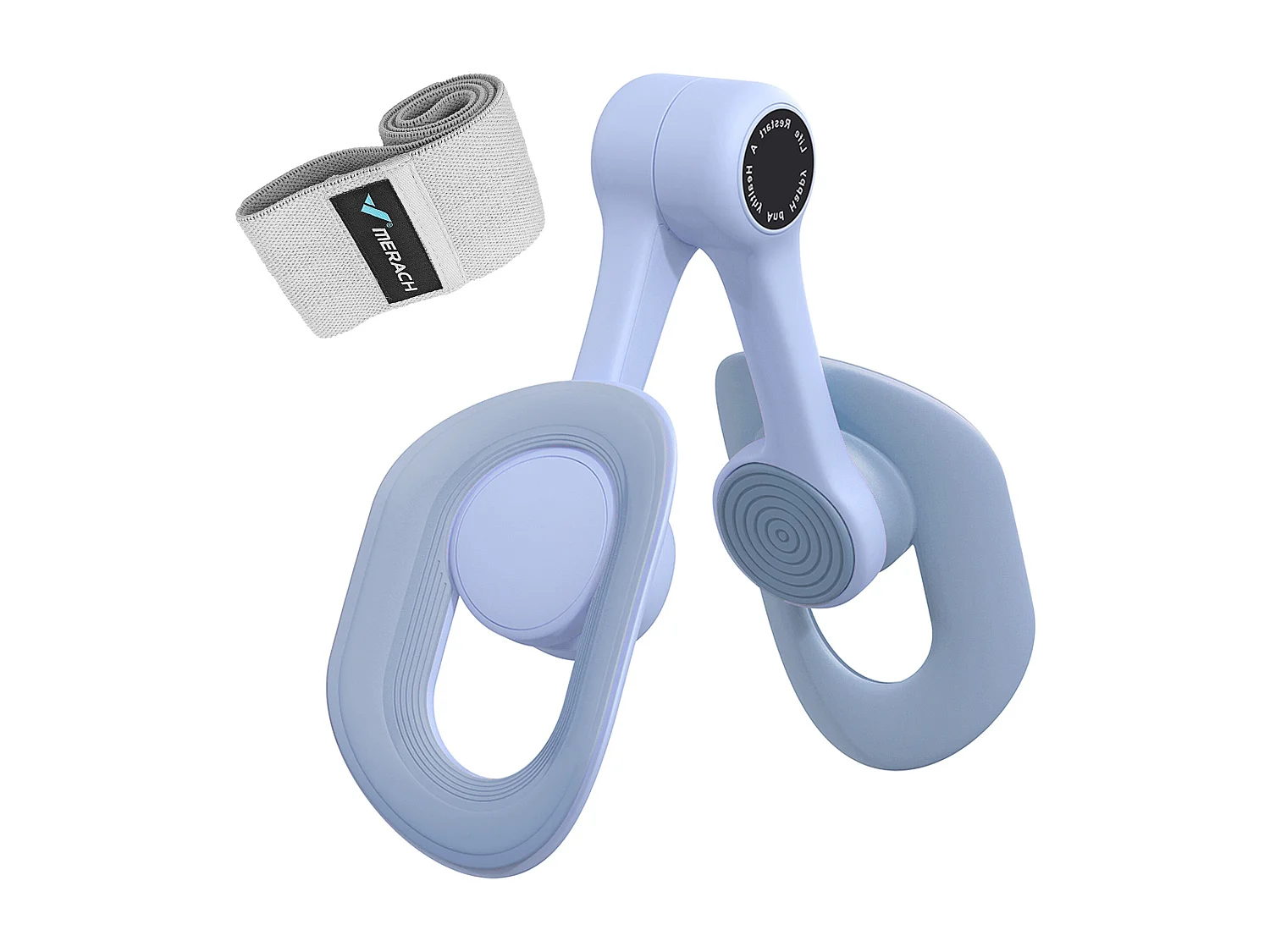 Leg Trainer MERACH, Rotazione di 360°, Design Ergonomico, Silenzioso, Molla ad Alta Resistenza, con Bande di Resistenza, Portatile, Blu