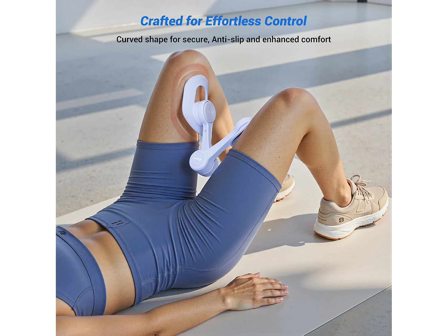 LEG TRAINER MERACH, Rotation à 360°, Design Ergonomique, Silencieux, Ressort Haute Résistance, Avec Bandes de Résistance, Portable, Bleu