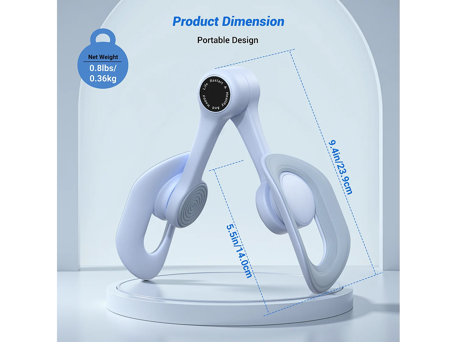 LEG TRAINER MERACH, Rotation à 360°, Design Ergonomique, Silencieux, Ressort Haute Résistance, Avec Bandes de Résistance, Portable, Bleu