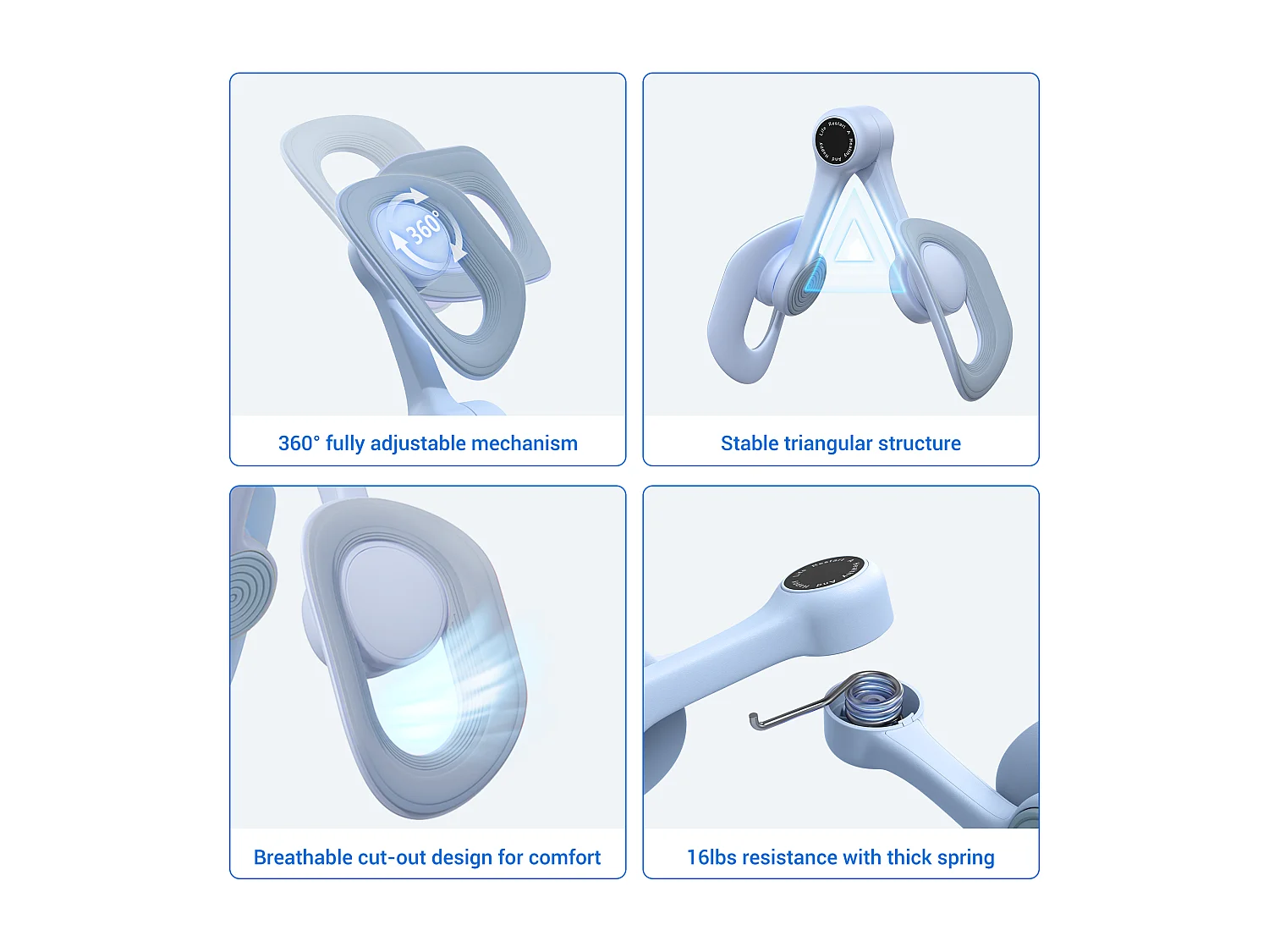 LEG TRAINER MERACH, Rotation à 360°, Design Ergonomique, Silencieux, Ressort Haute Résistance, Avec Bandes de Résistance, Portable, Bleu