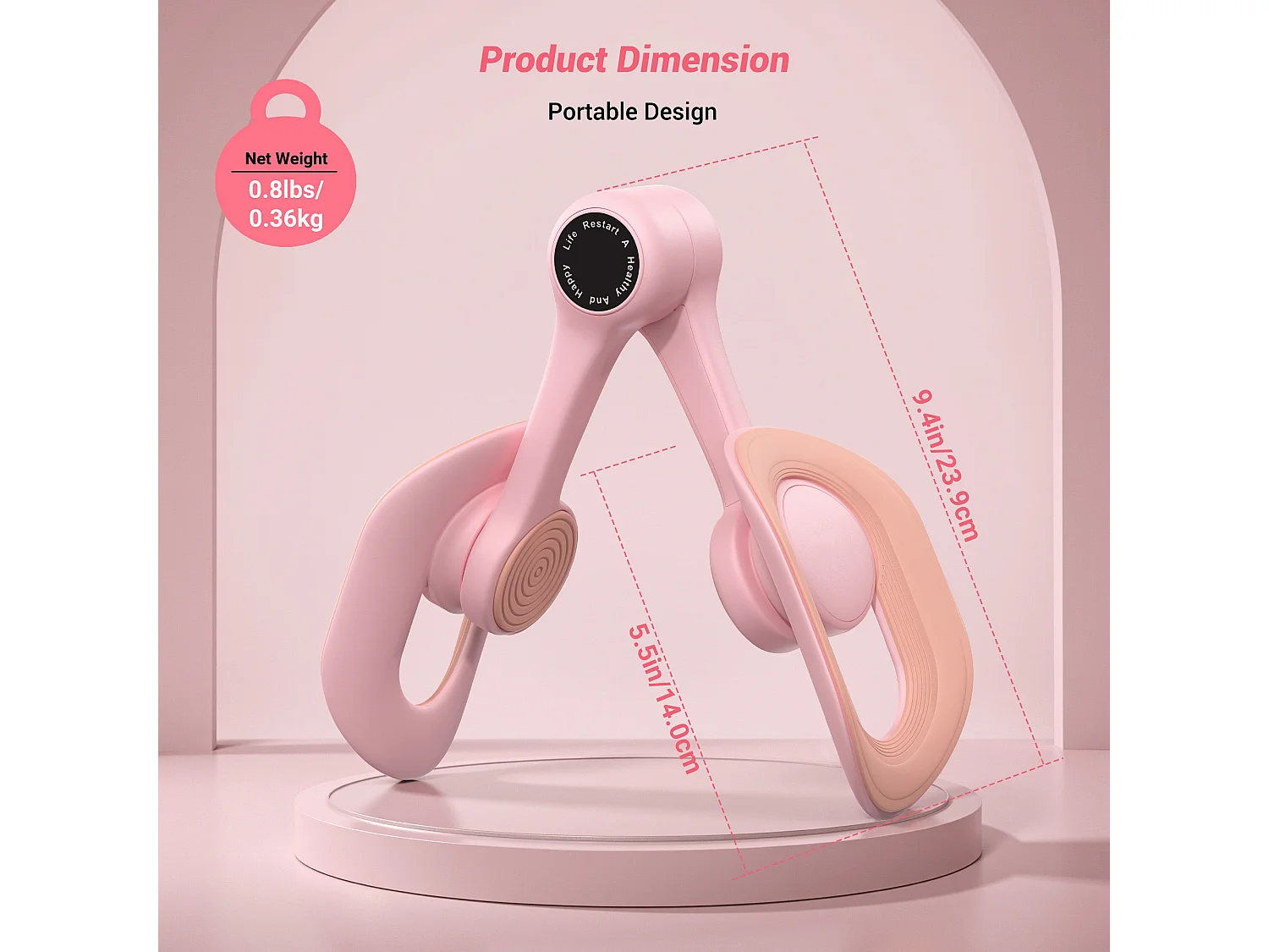 Leg Trainer MERACH, Rotazione di 360°, Design Ergonomico, Silenzioso, Molla ad Alta Resistenza, con Bande di Resistenza, Portatile, Rosa