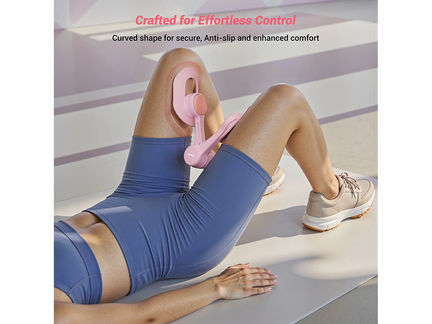 Leg Trainer MERACH, Rotazione di 360°, Design Ergonomico, Silenzioso, Molla ad Alta Resistenza, con Bande di Resistenza, Portatile, Rosa