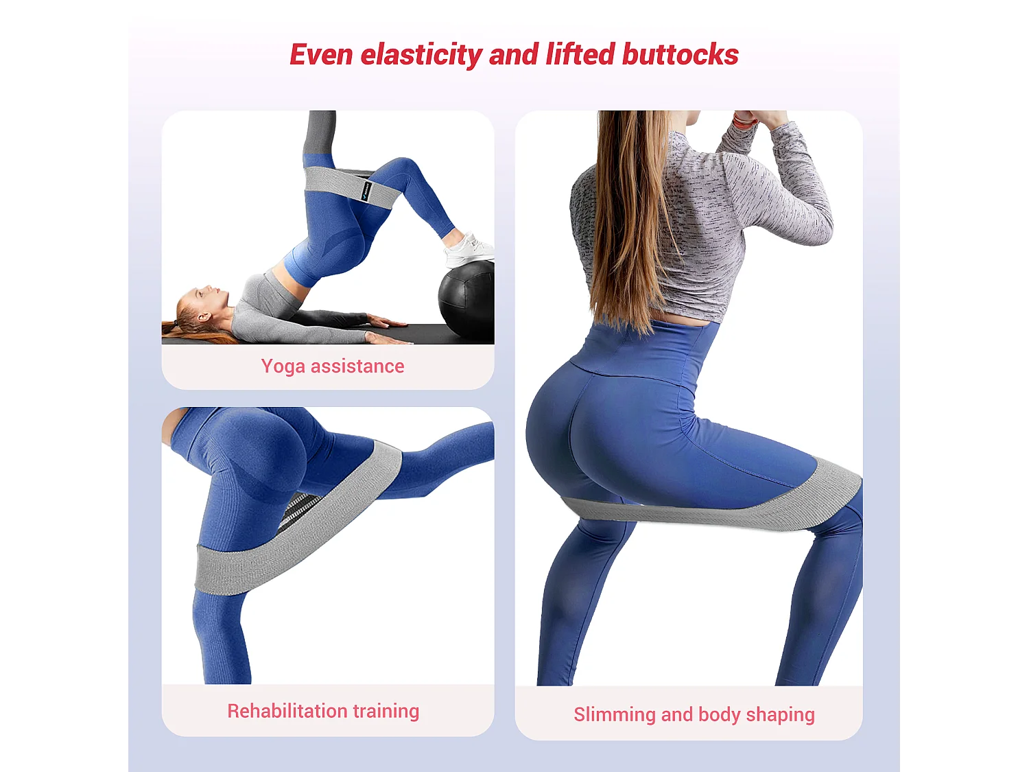 LEG TRAINER MERACH, Rotation à 360°, Design Ergonomique, Silencieux, Ressort Haute Résistance, Avec Bandes de Résistance, Portable, Rose