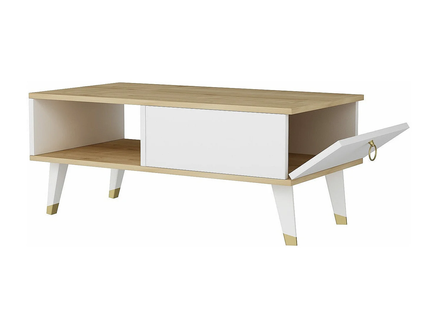 Tavolino in legno "Delux" - 90 x 45 x 42 cm - Saphir, bianco