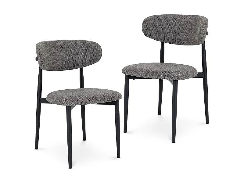 Lot de 2 Chaises AZUL en Tissu Gris, Chaise de Salle à Manger et Cuisine au Look Moderne, Assise Rembourrée, Dossier Enveloppant
