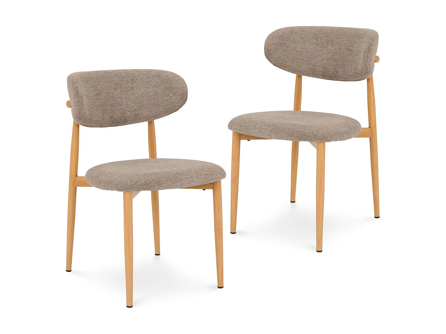 Lot de 2 Chaises ARIEL en Tissu Beige, Chaise de Salle à Manger et Cuisine au Look Moderne, Assise Rembourrée, Dossier Enveloppant