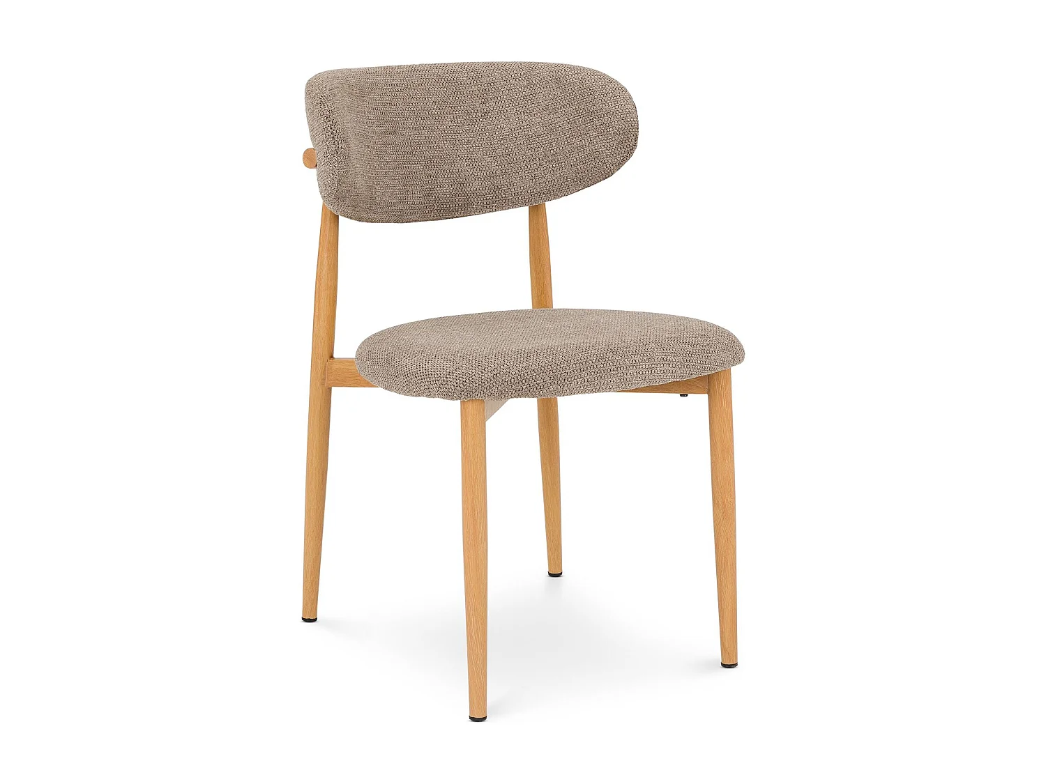 Lot de 2 Chaises ARIEL en Tissu Beige, Chaise de Salle à Manger et Cuisine au Look Moderne, Assise Rembourrée, Dossier Enveloppant