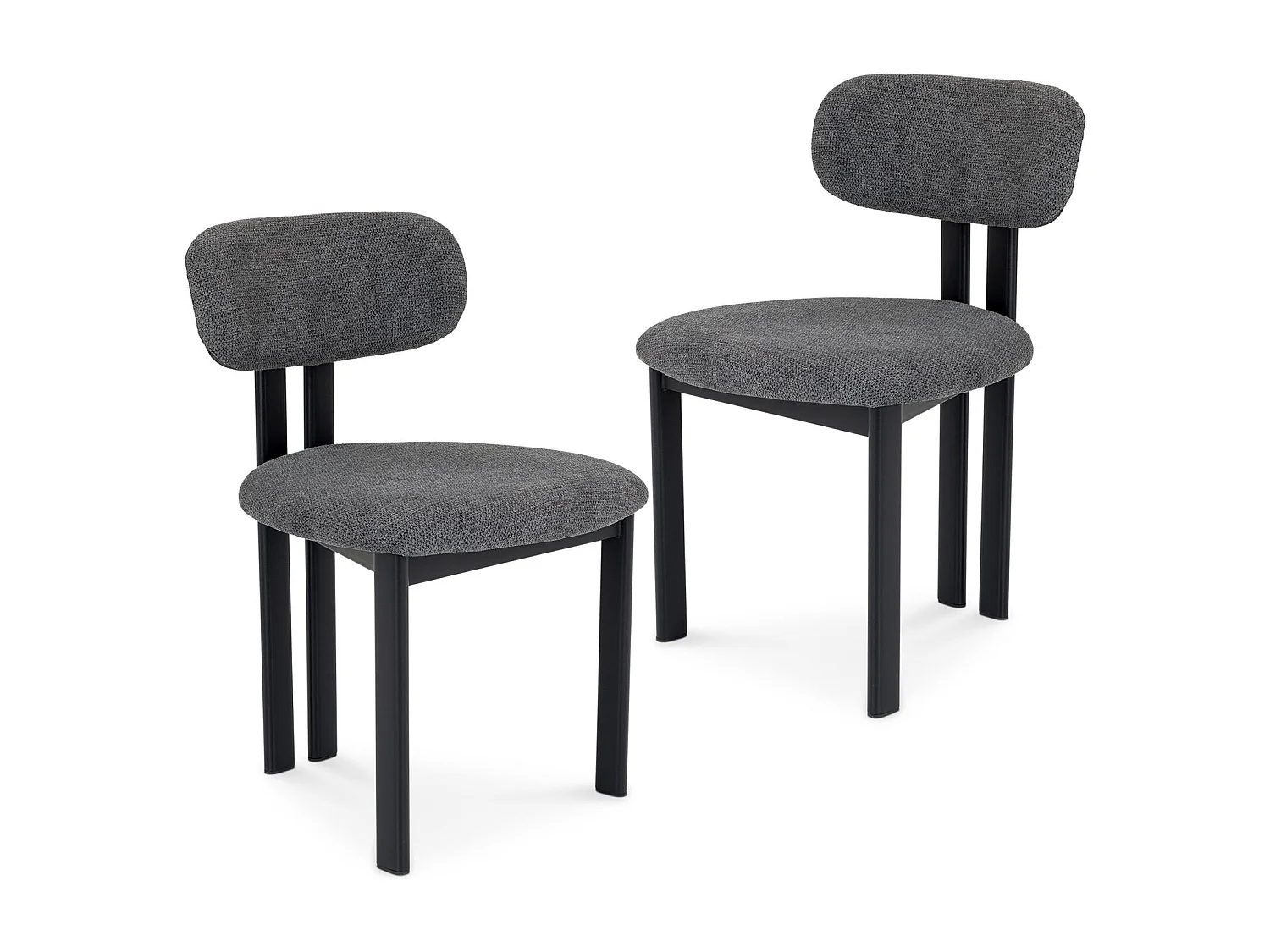 Lot de 2 Chaises FRANCA en Tissu Gris Foncé, Chaise de Salle à Manger et Cuisine au Look Moderne, Pieds en métal