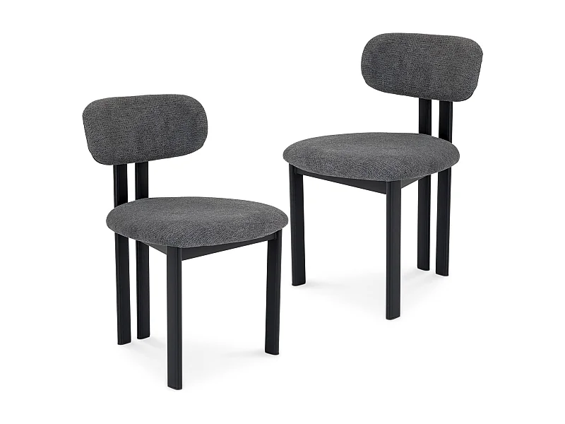 Lot de 2 Chaises FRANCA en Tissu Gris Foncé, Chaise de Salle à Manger et Cuisine au Look Moderne, Pieds en métal