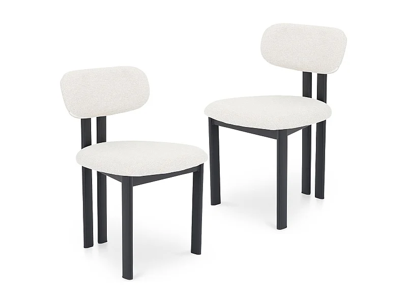 Lot de 2 Chaises FRANCA en Tissu Blanc, Chaise de Salle à Manger et Cuisine au Look Moderne, Pieds en métal