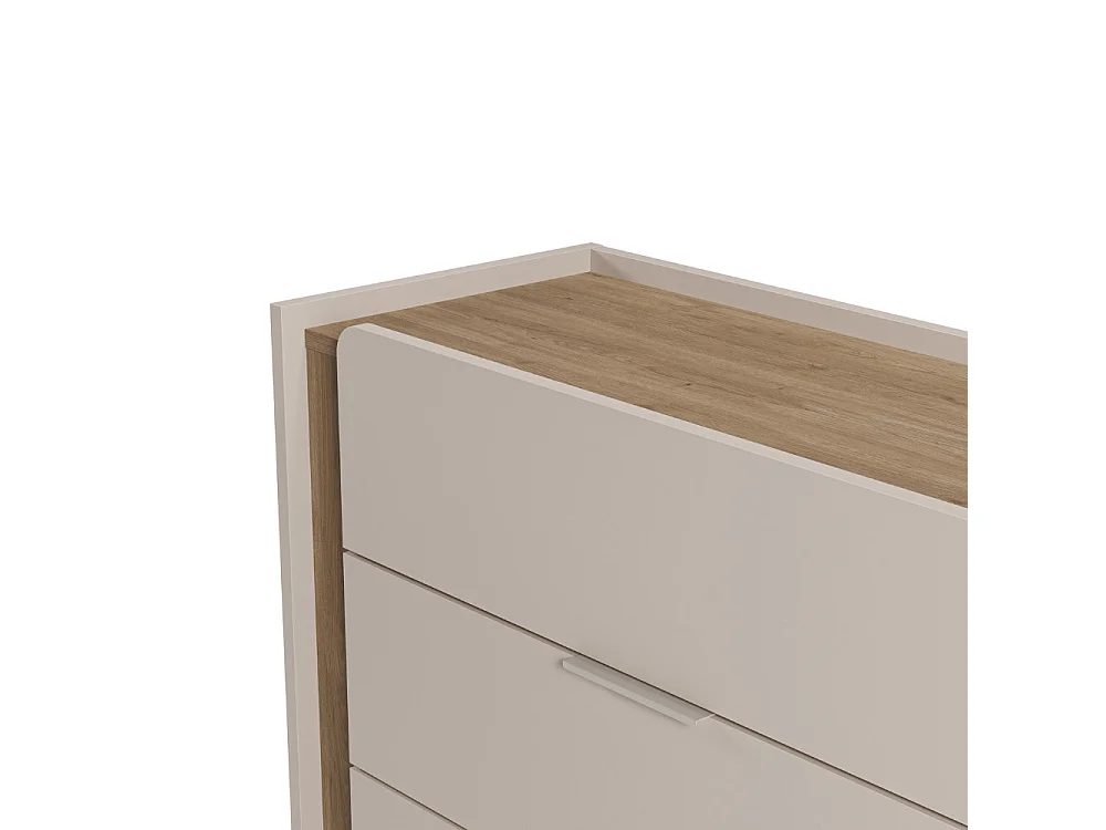 Boxy - Commode 3 tiroirs en bois et métal - Beige