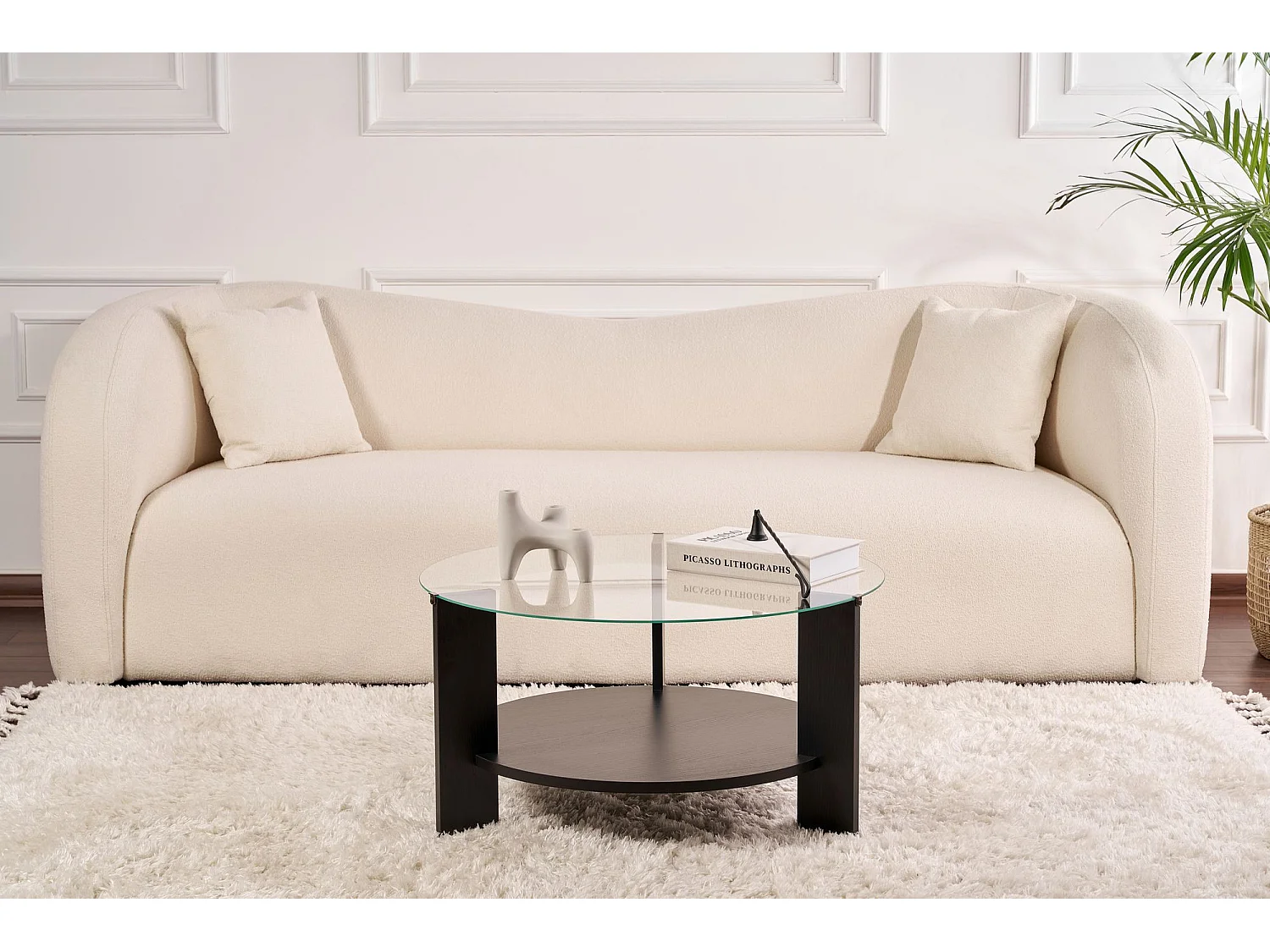 Table basse en bois "Clara" - 75 x 75 x 40 cm - Bois NoirTransparent