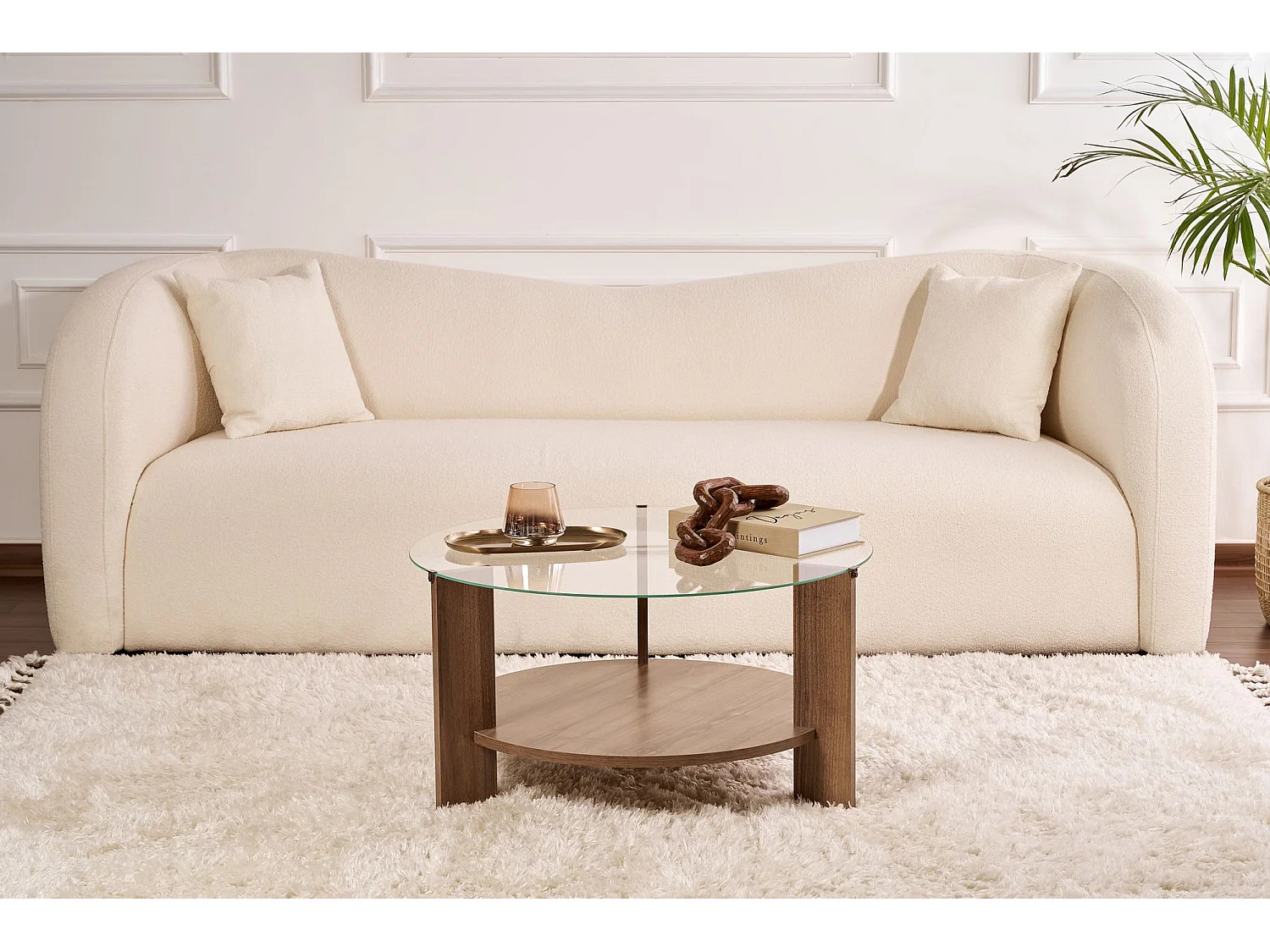 Table basse en bois "Clara" - 75 x 75 x 40 cm - NoyerTransparent