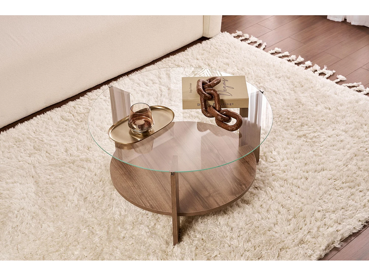 Table basse en bois "Clara" - 75 x 75 x 40 cm - NoyerTransparent