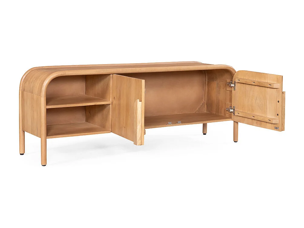 Bali - Meuble TV 2 portes en bois massif L150cm - Bois clair