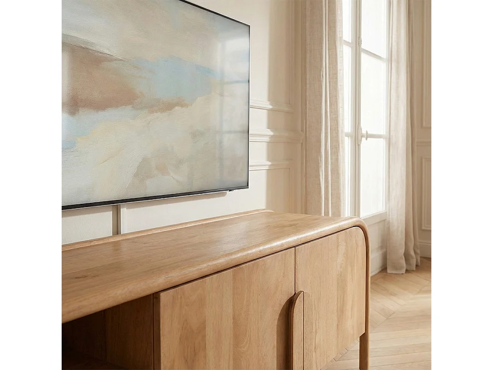 Bali - Meuble TV 2 portes en bois massif L150cm - Bois clair