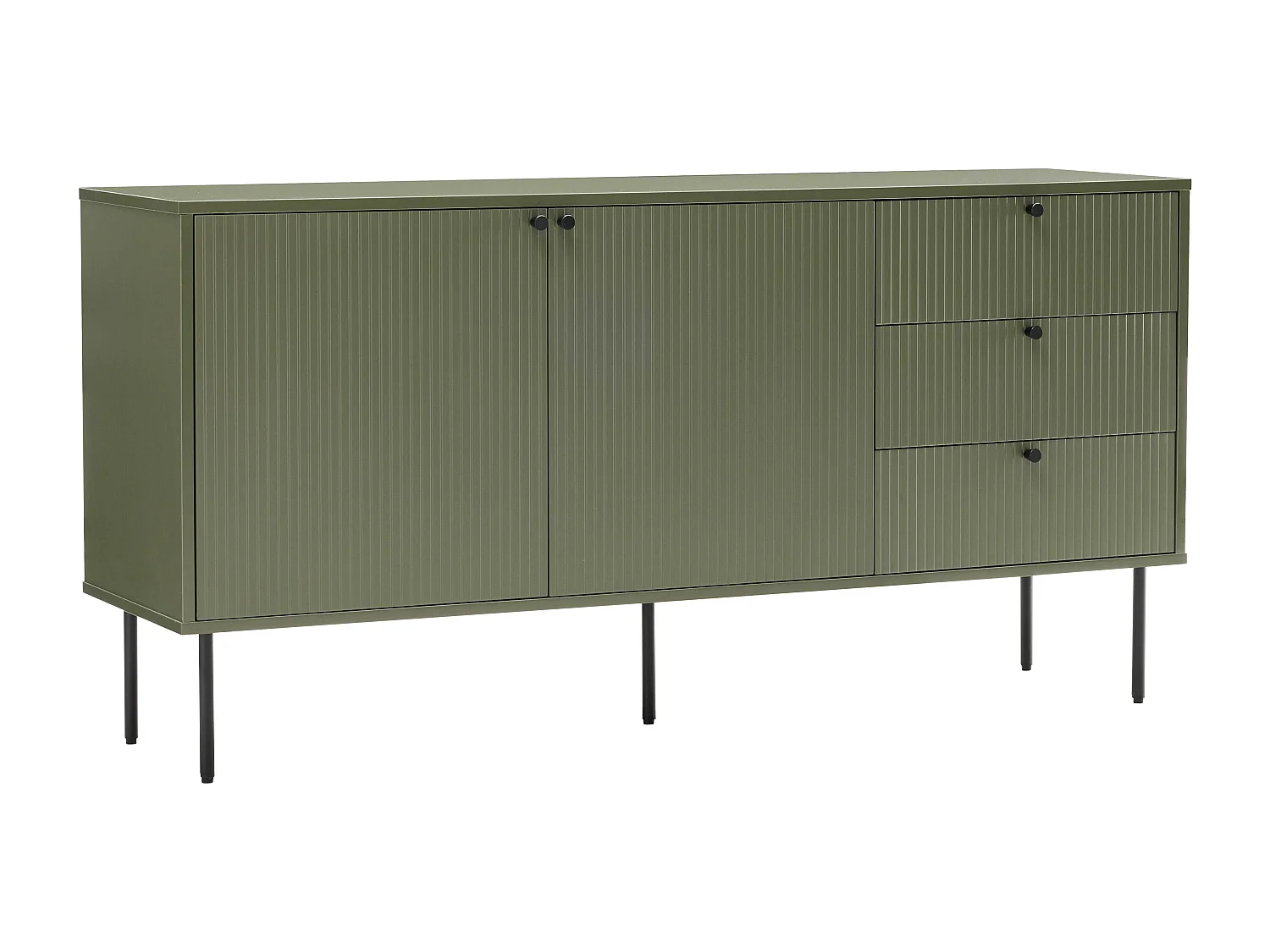 Buffet 2 portes et 3 tiroirs décor mélaminé 150 cm vert olive