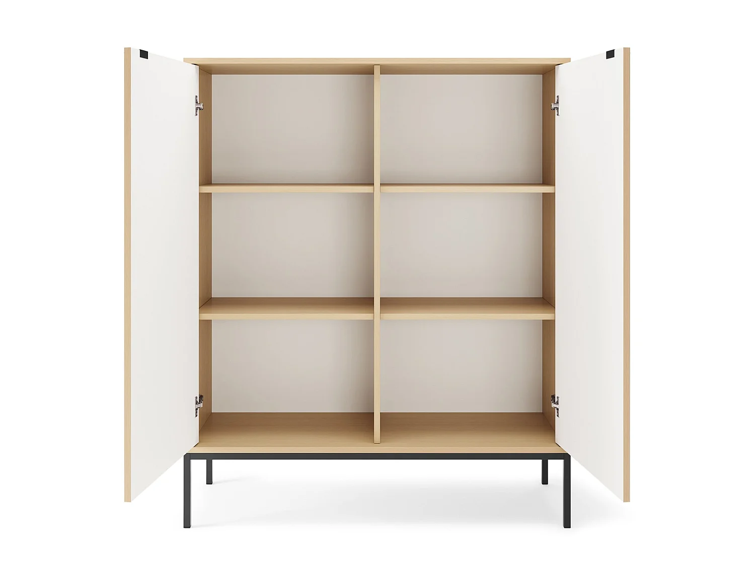 Highkast met 2 deuren – Eiken Vicenza-look met zwart frame – 104 cm – VELLORE