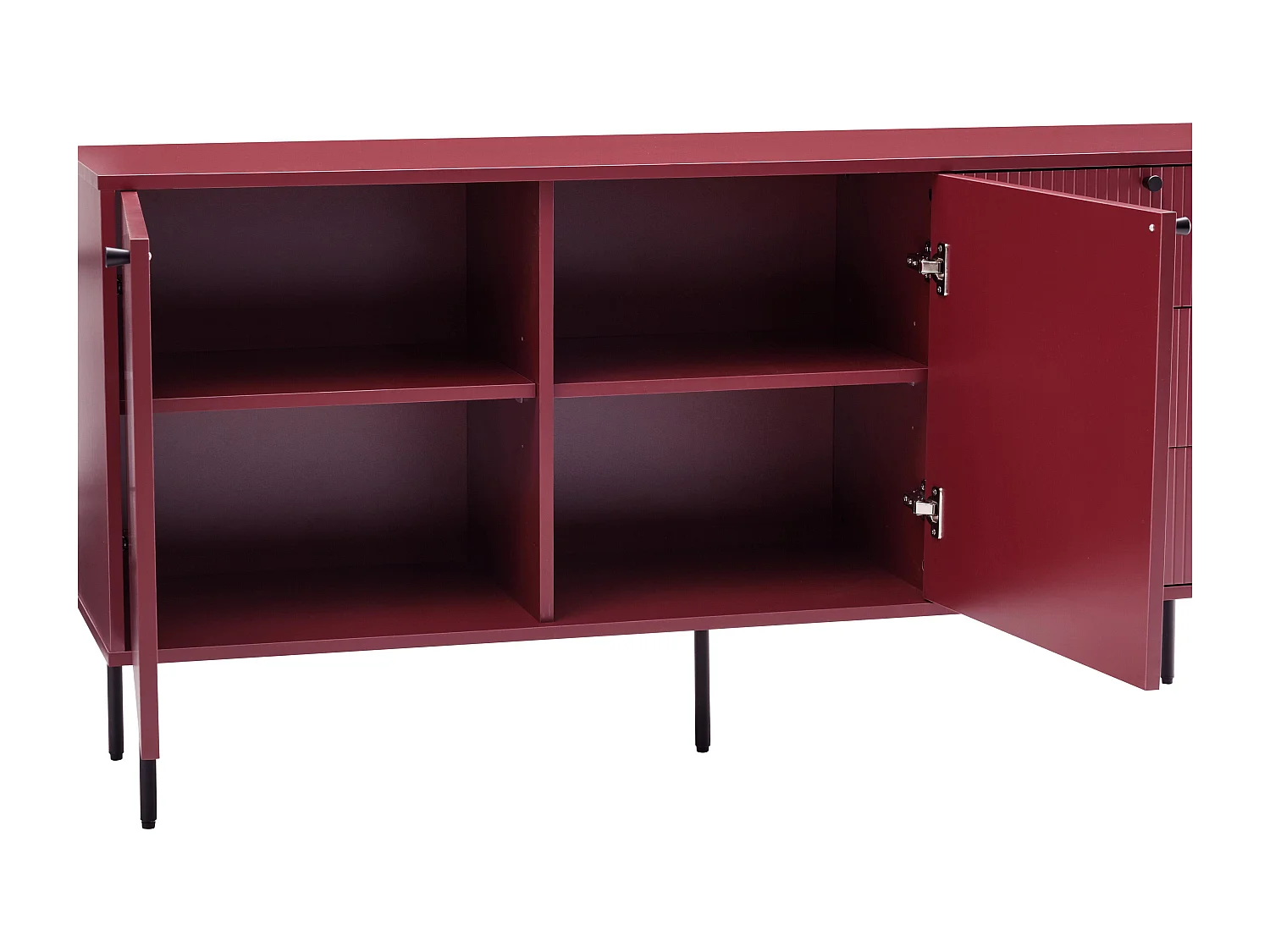 Buffet 2 portes et 3 tiroirs décor mélaminé 150 cm bordeaux