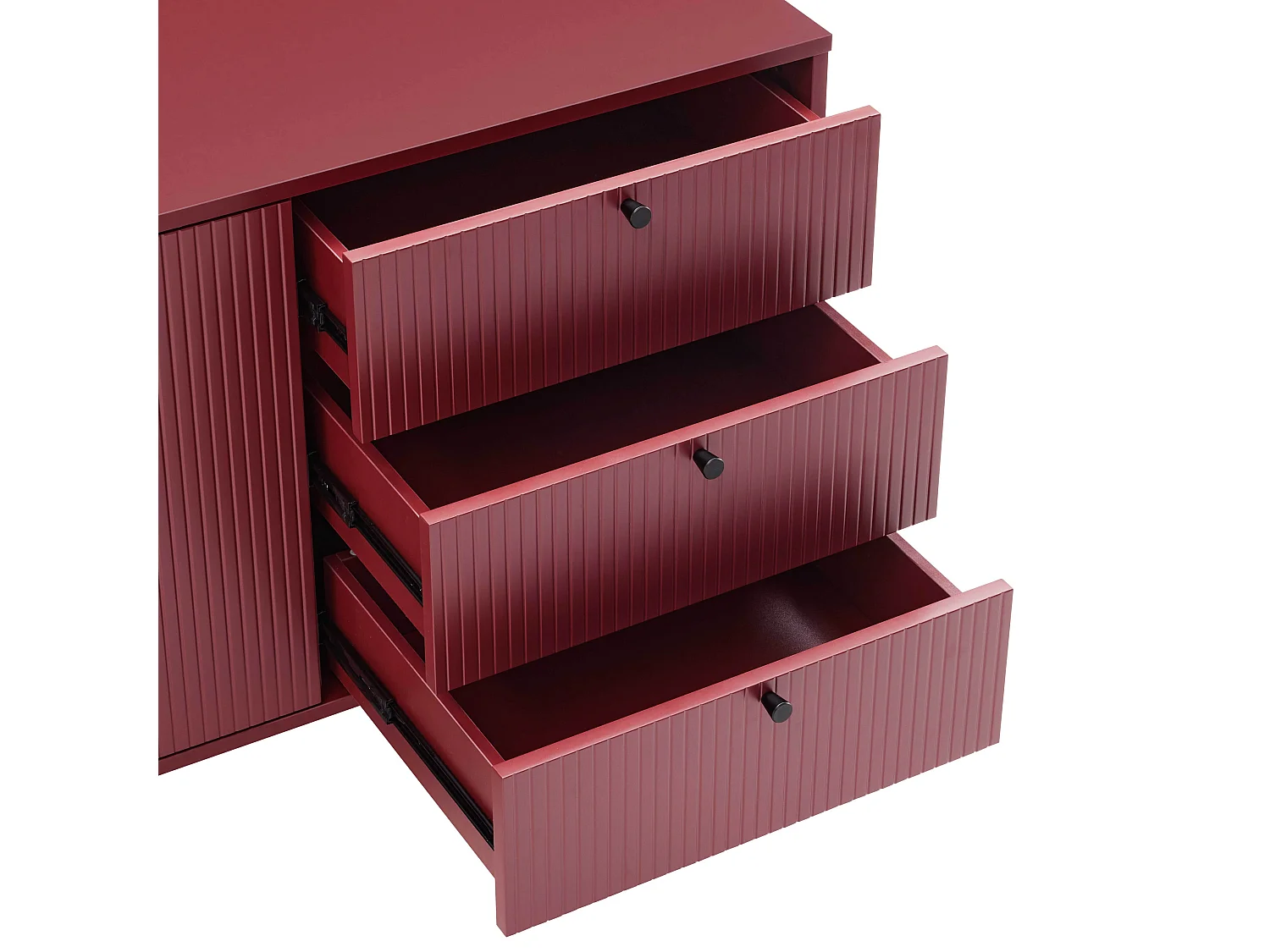 Buffet 2 portes et 3 tiroirs décor mélaminé 150 cm bordeaux