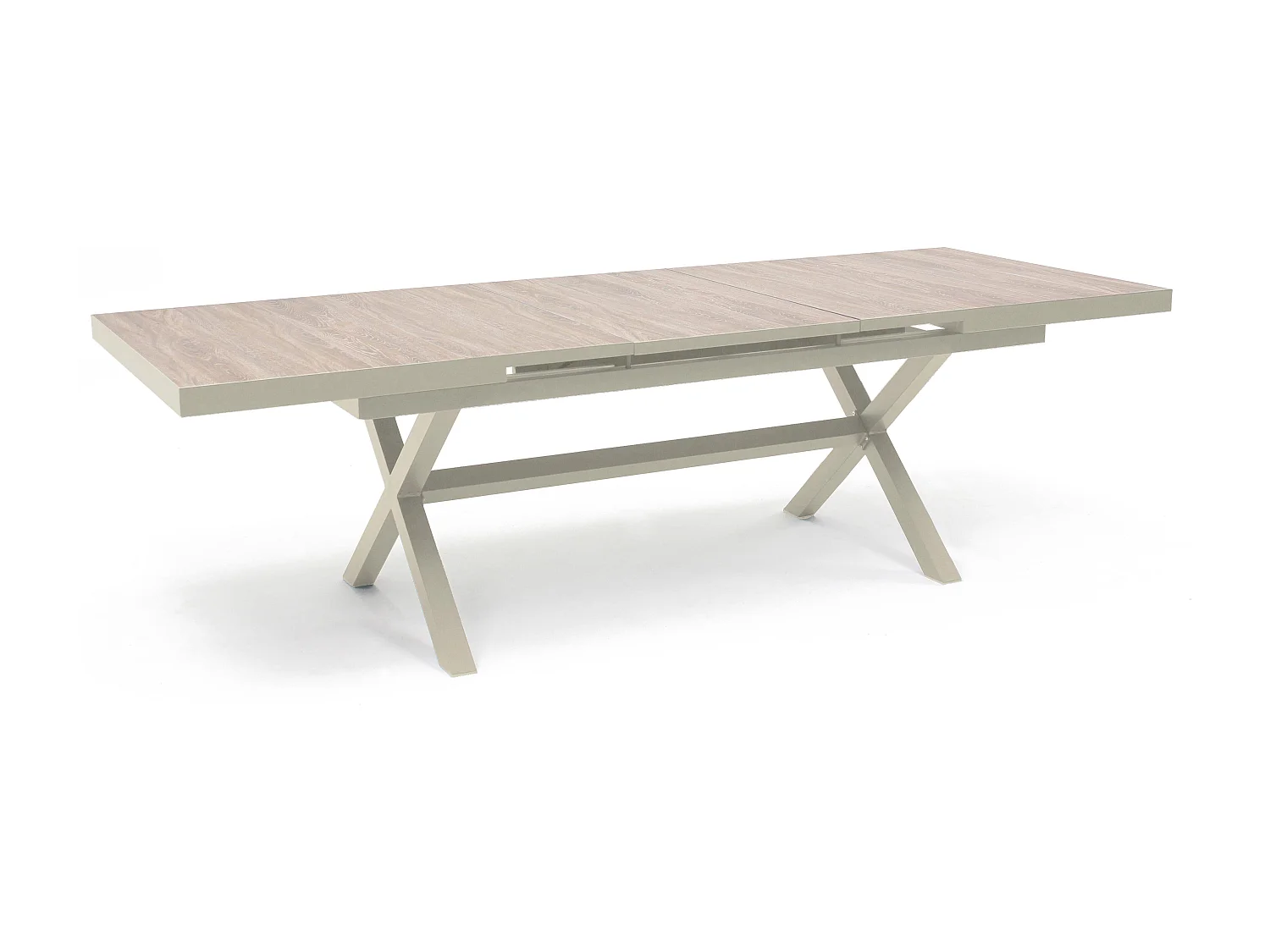 Table extensible 10 places en aluminium et céramique crème - Tivoli