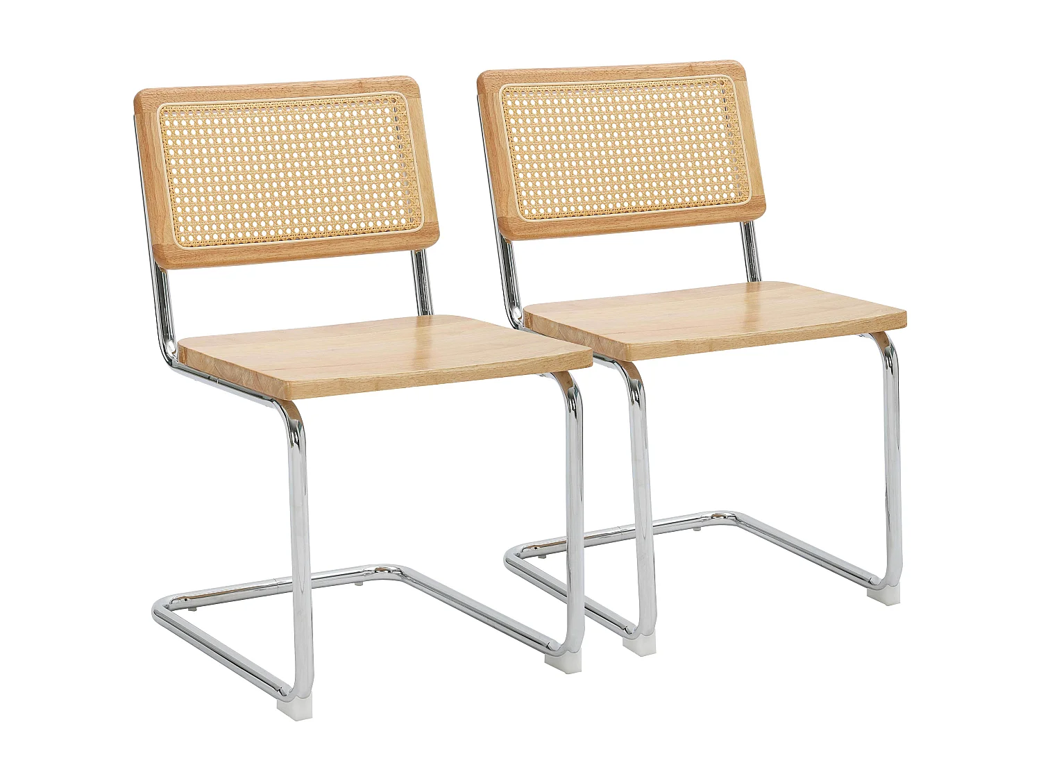 Lot de 2 chaises en métal et bois beige