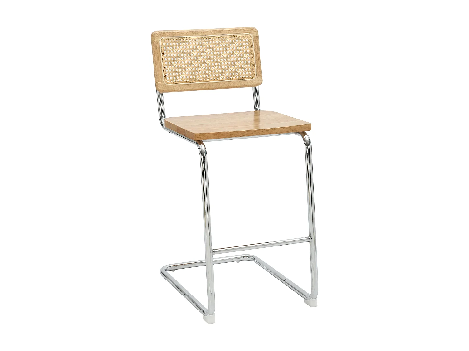 Lot de 2 chaises hautes en métal et bois beige