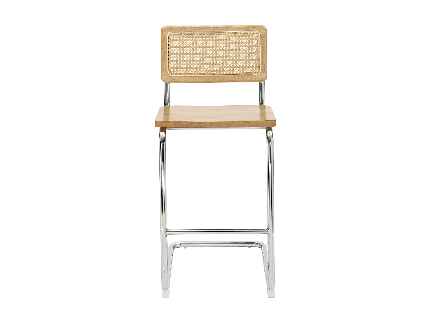 Lot de 2 chaises hautes en métal et bois beige