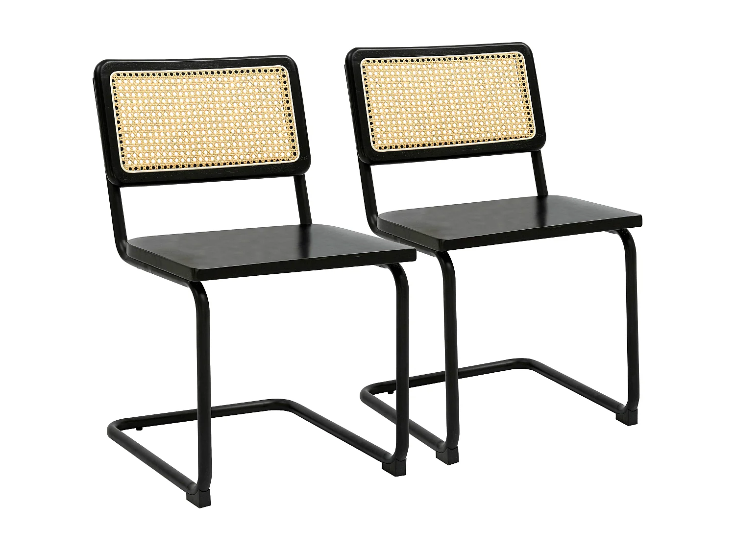 Lot de 2 chaises en métal et bois noir