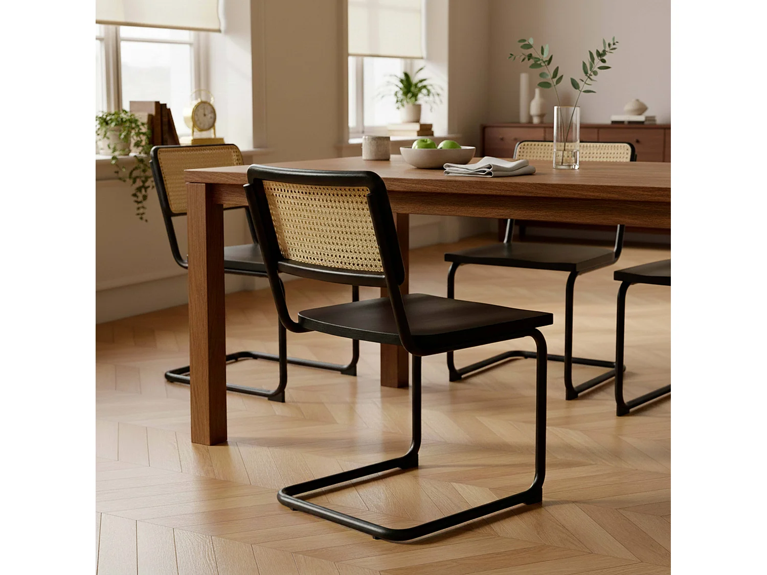 Lot de 2 chaises en métal et bois noir