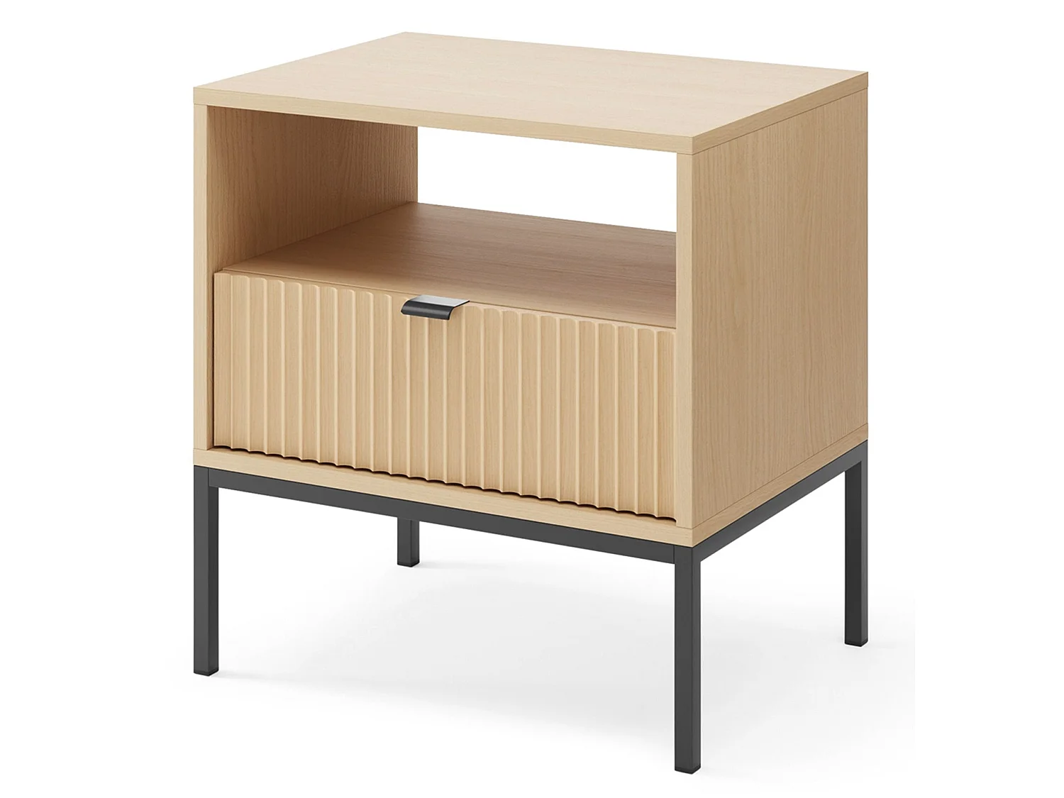 Table de chevet – avec tiroir – aspect chêne – 54 cm – VELLORE