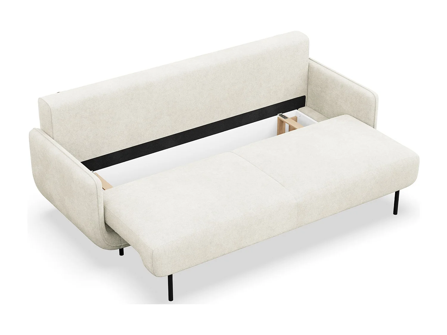 3-Sitzer Schlafsofa – Strukturstoff – Creme – OVALS
