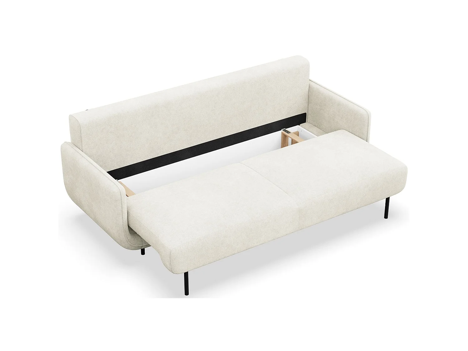 Canapé convertible 3 places – tissu texturé – crème – OVALS