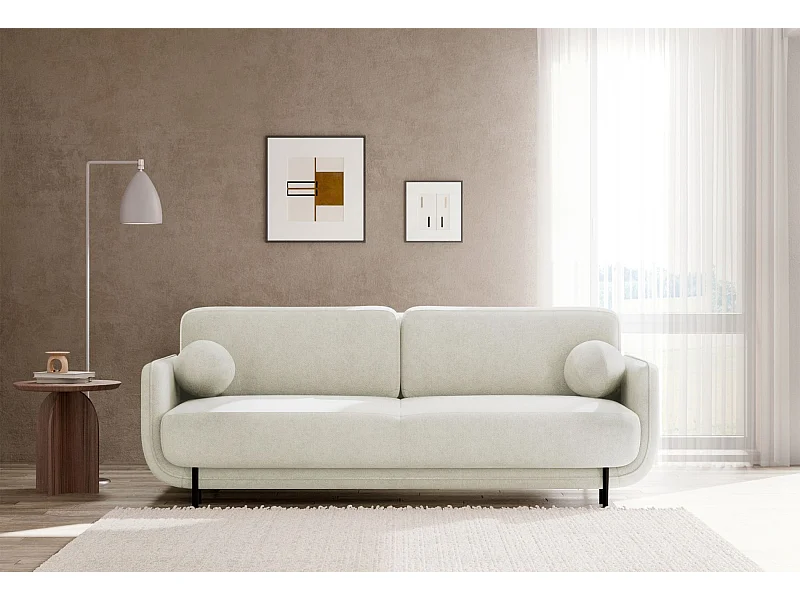 3-Sitzer Schlafsofa – Strukturstoff – Creme – OVALS