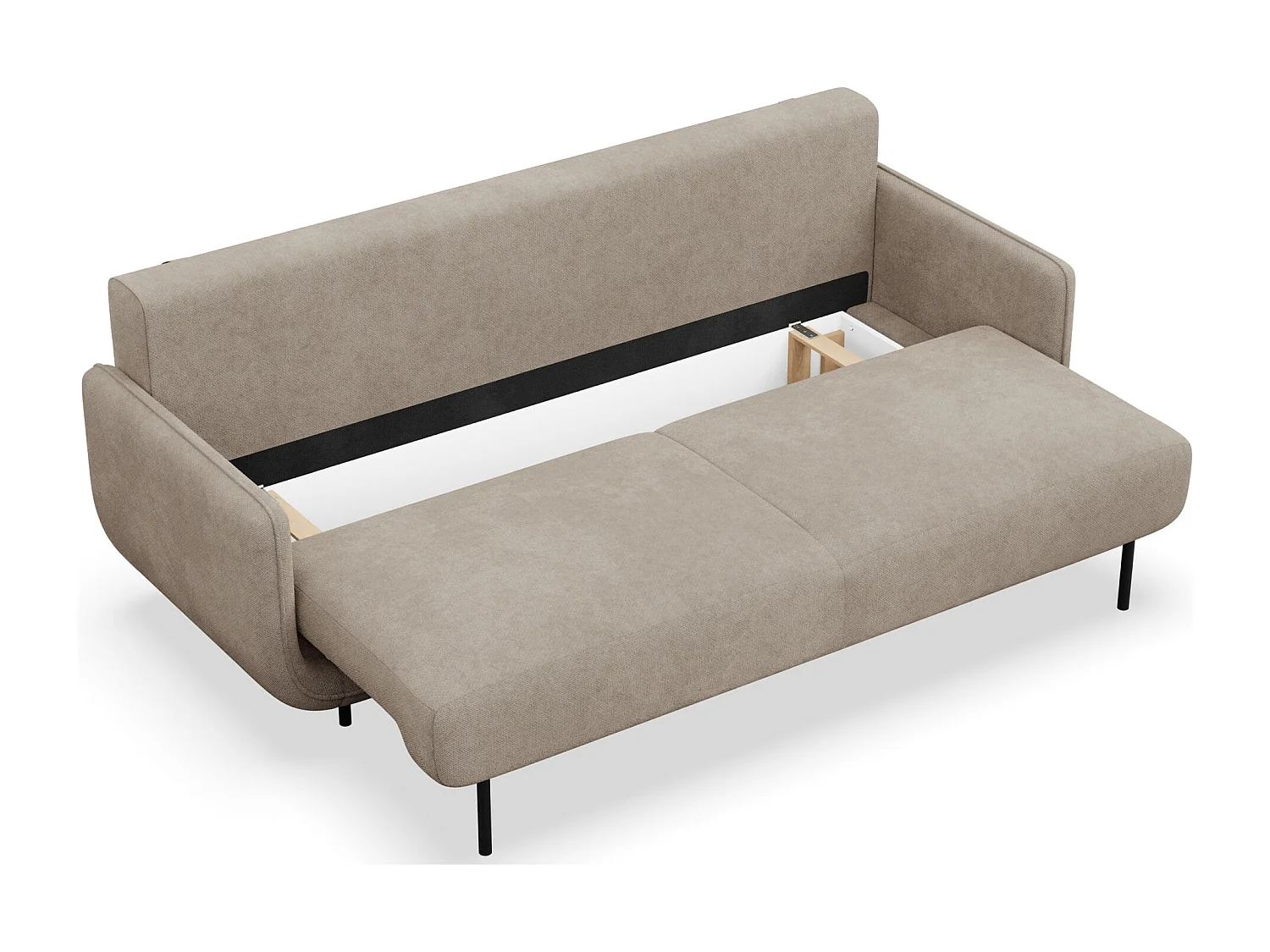 3-Sitzer Schlafsofa – Strukturstoff – Beige – OVALS