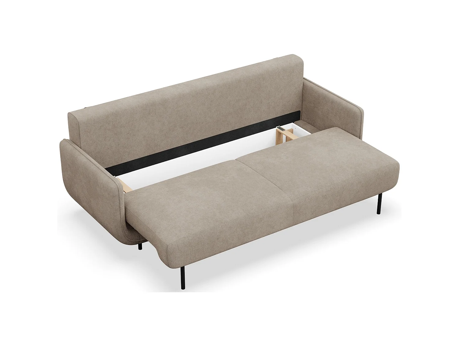 Canapé convertible 3 places – tissu texturé – beige – OVALS