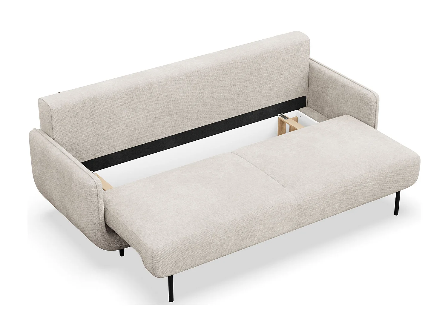 3-Sitzer Schlafsofa – Strukturstoff – Hellbeige – OVALS