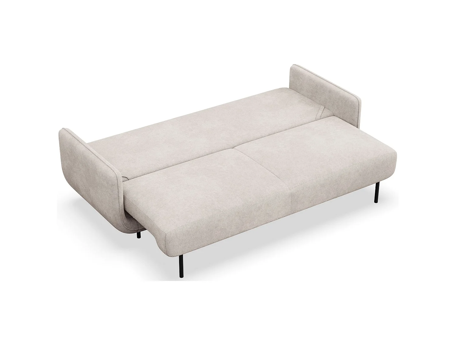 Canapé convertible 3 places – tissu texturé – beige clair – OVALS